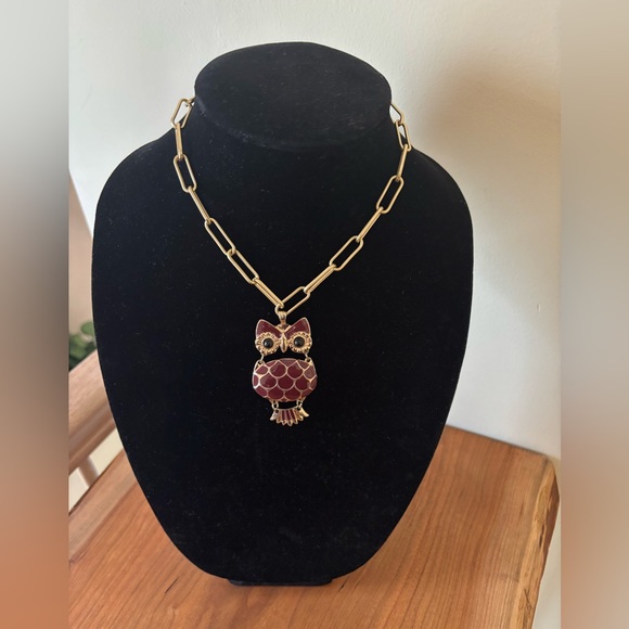 Altar'd State Gold Necklace with burgundy Owl Pendant - Picture 7 of 9